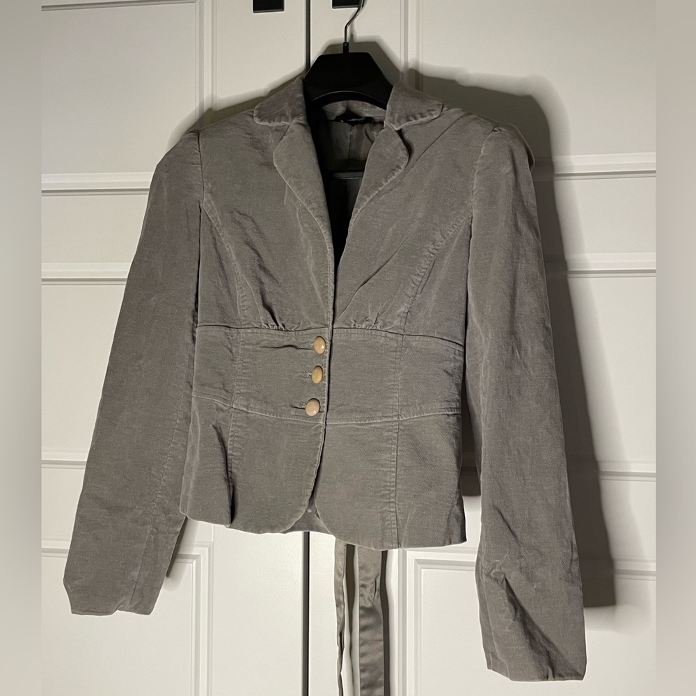 Guess velour jacket with back bow and shoulder pads EUC